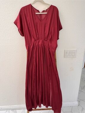 NWT Grade + Gather Women’s Midi Dress with V-Neck Empire Waist Short Sleeve